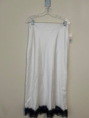 A new day White Maxi Slip Skirt with Black Lace Trim